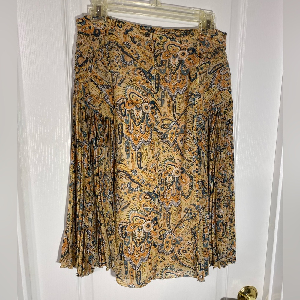 Anthro Leifsdottir Pleated Paisley Midi Skirt Size 10 - Picture 5 of 7